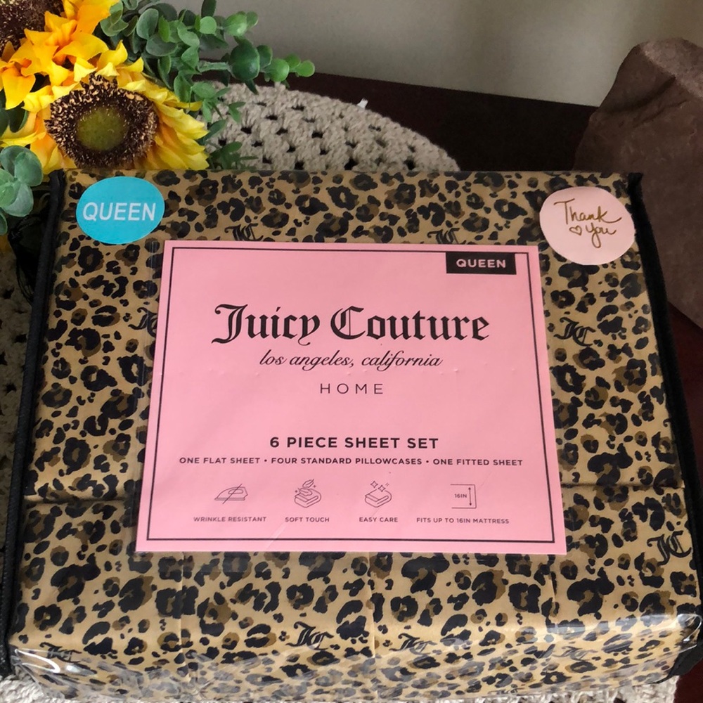 Juicy Couture Leopard QUEEN Sheet Set